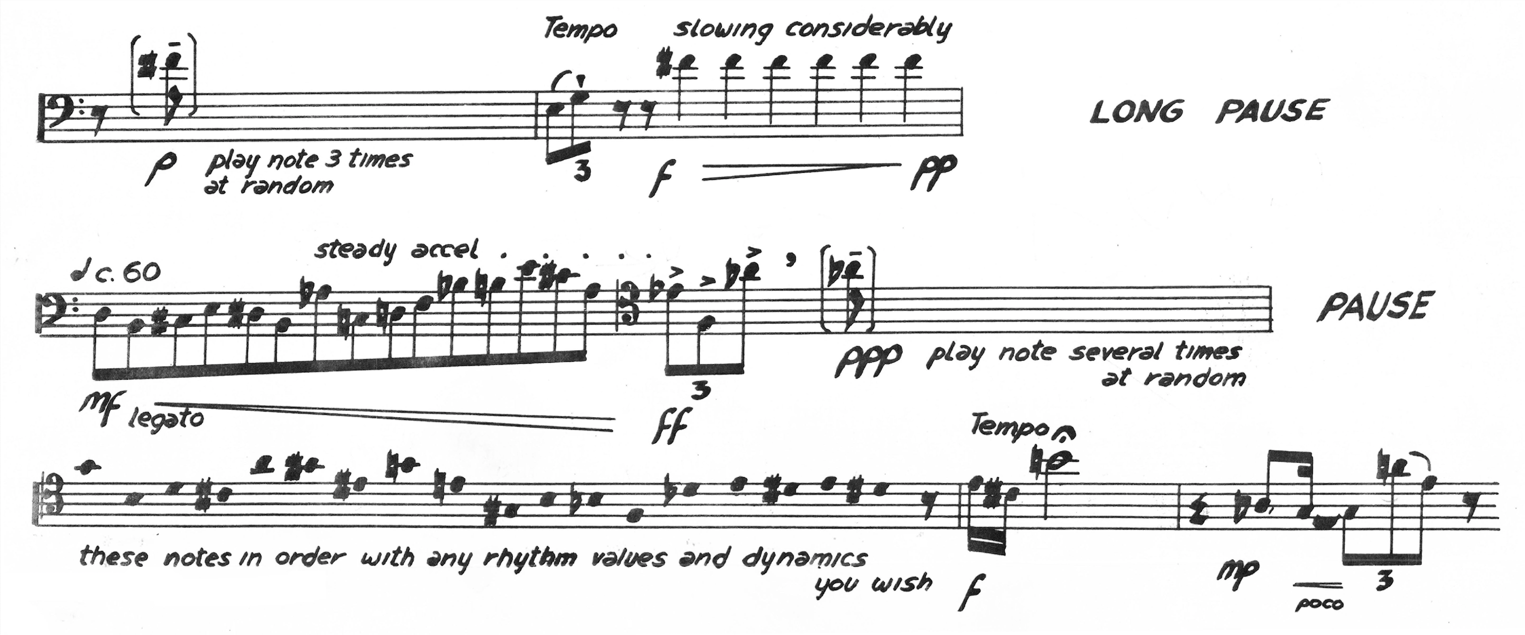 Excerpt from Sonata for Solo Trombone by Barney Childs